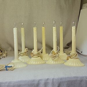 Lot Of 7 Vintage Christmas Single Window Plastic Candle Drip Candles!